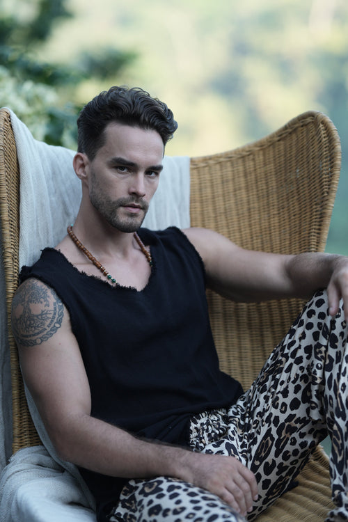 BLACK COTTON TANK TOP